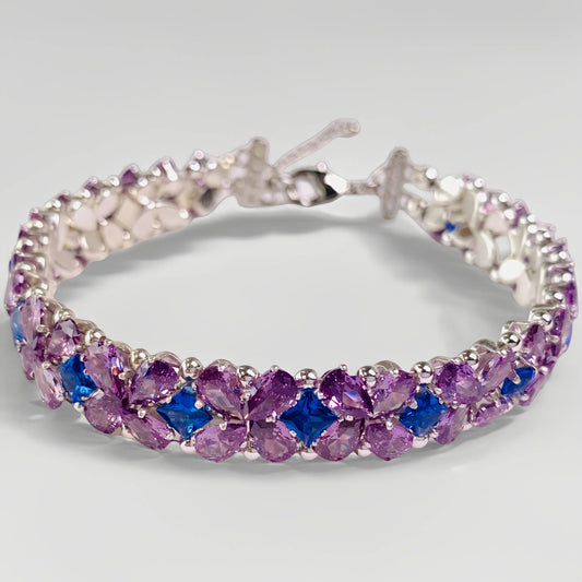 Pulsera de aguamarina y perla hecha a mano