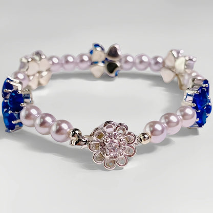 Pulsera de aguamarina y perla hecha a mano