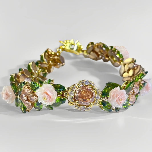 Pulsera de aguamarina y perla hecha a mano