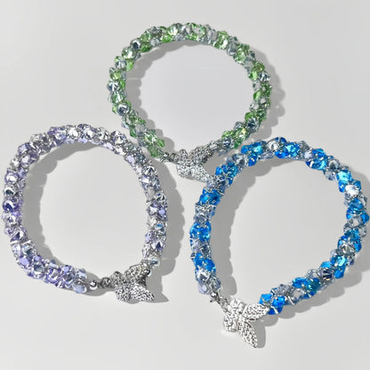 Pulsera de aguamarina y perla hecha a mano