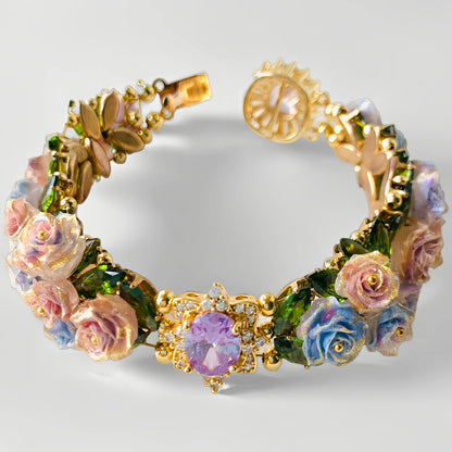 Pulsera de aguamarina y perla hecha a mano