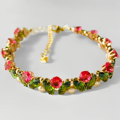 Pulsera de aguamarina y perla hecha a mano