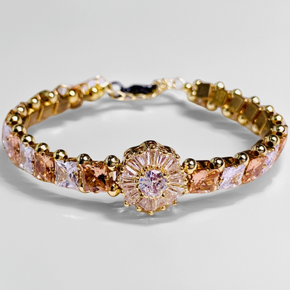 Pulsera de aguamarina y perla hecha a mano