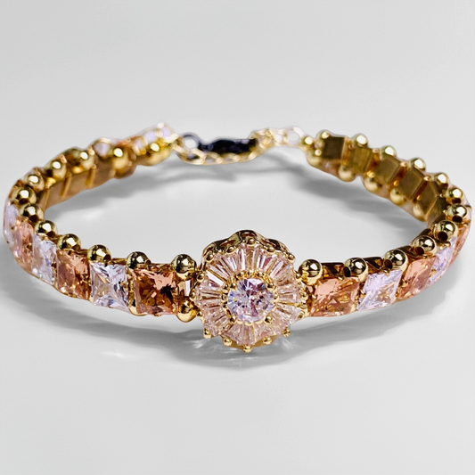 Pulsera de aguamarina y perla hecha a mano