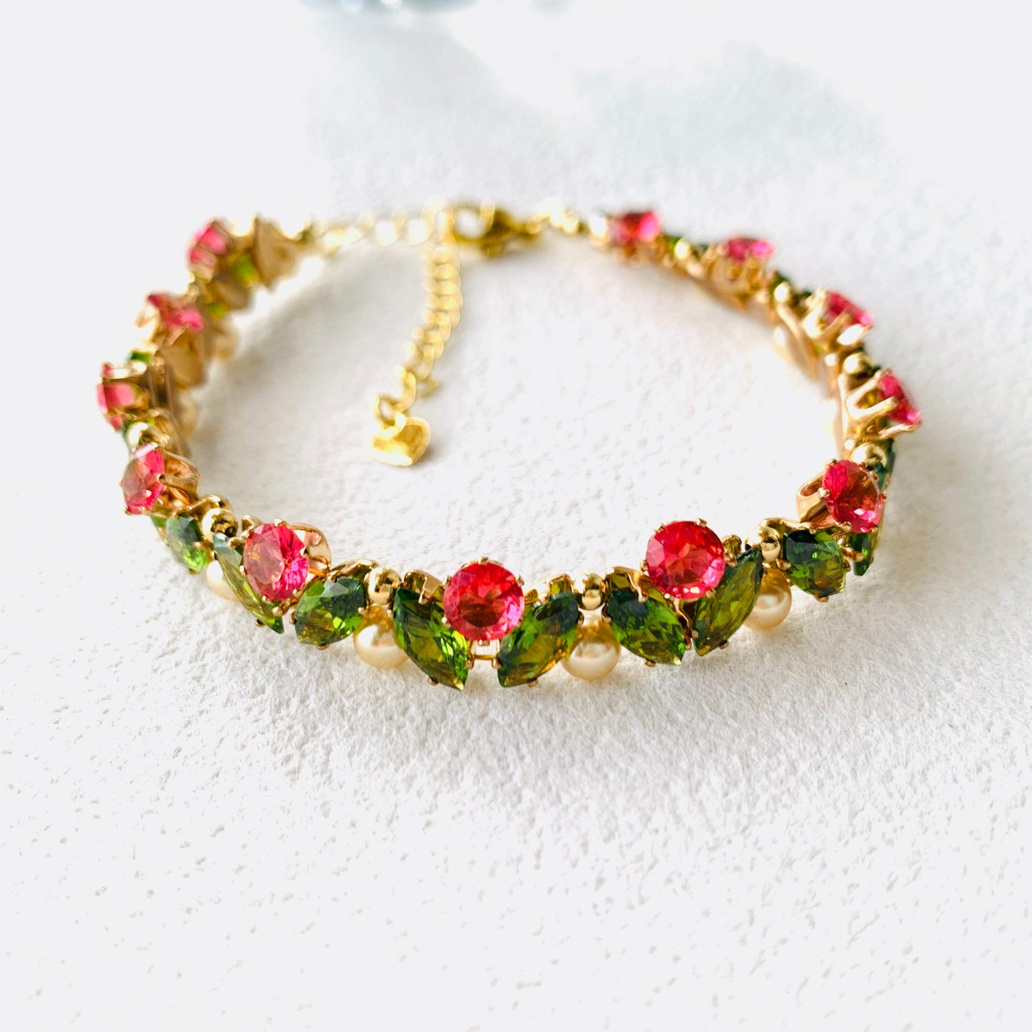 Pulsera de aguamarina y perla hecha a mano