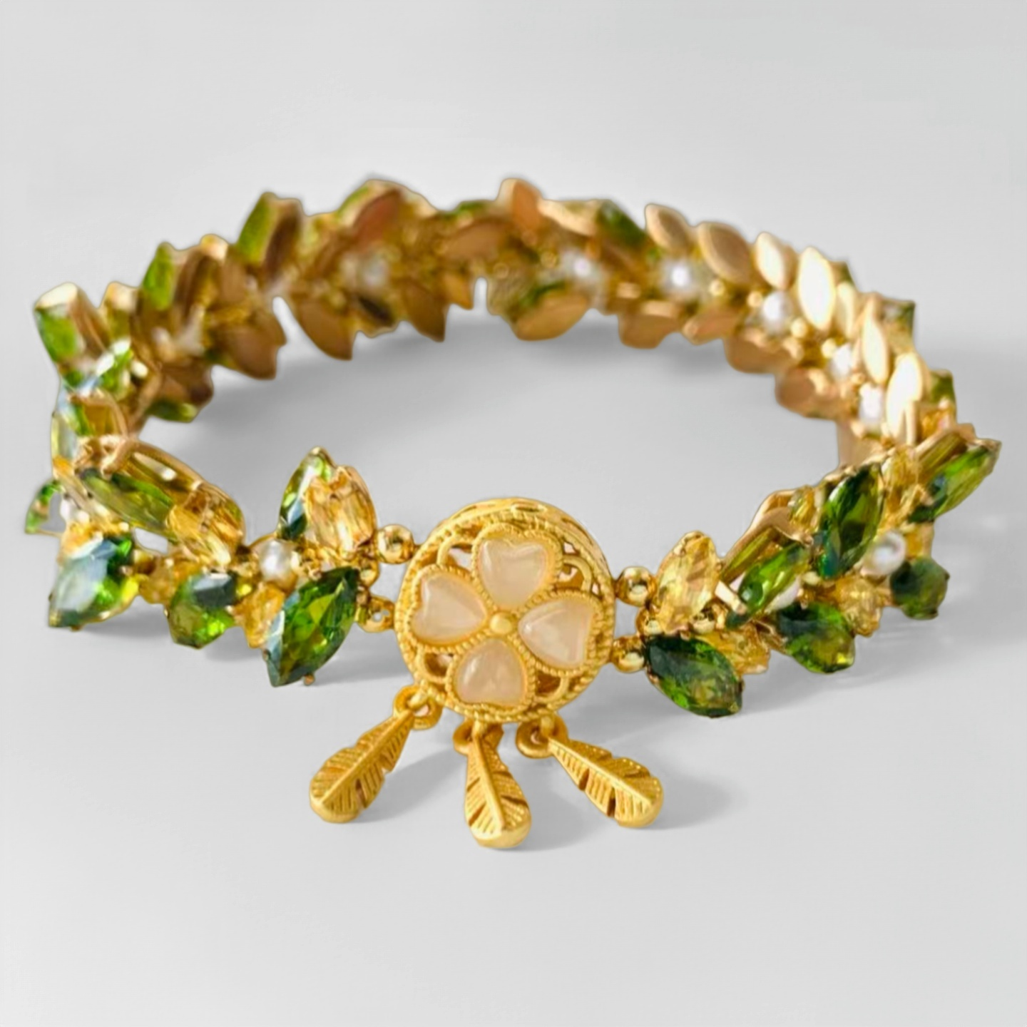 Pulsera de aguamarina y perla hecha a mano