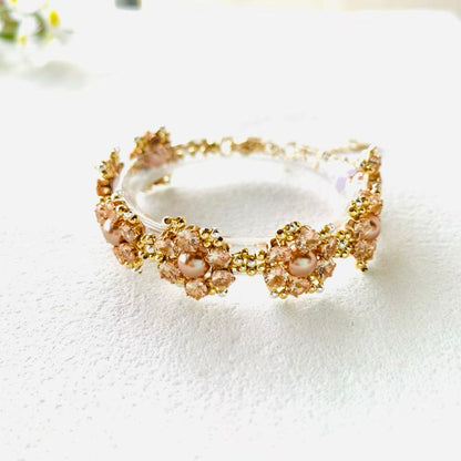 Pulsera de aguamarina y perla hecha a mano