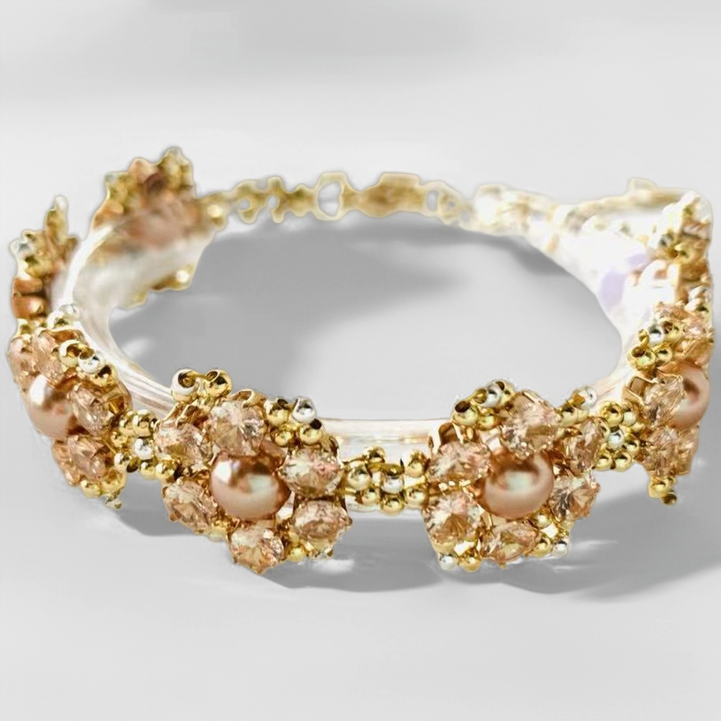 Pulsera de aguamarina y perla hecha a mano