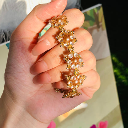 Pulsera de aguamarina y perla hecha a mano