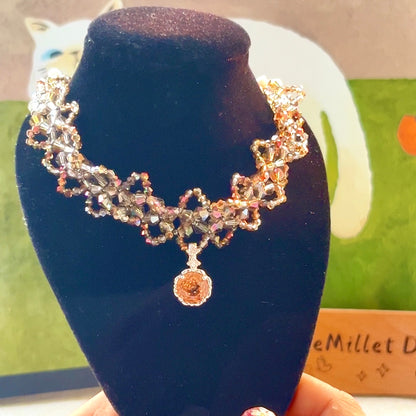 Pulsera de aguamarina y perla hecha a mano