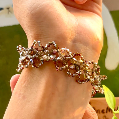 Pulsera de aguamarina y perla hecha a mano