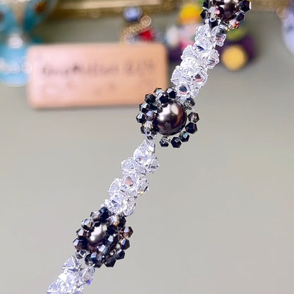 Pulsera de aguamarina y perla hecha a mano