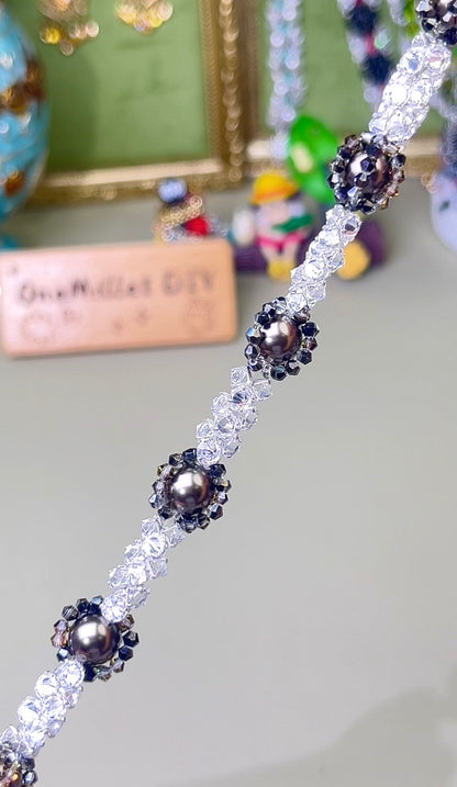 Pulsera de aguamarina y perla hecha a mano