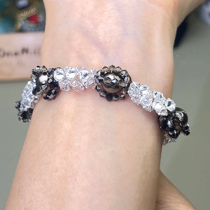 Pulsera de aguamarina y perla hecha a mano