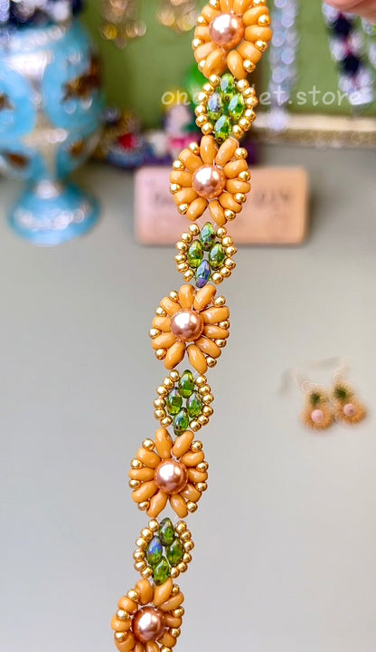 Pulsera de aguamarina y perla hecha a mano