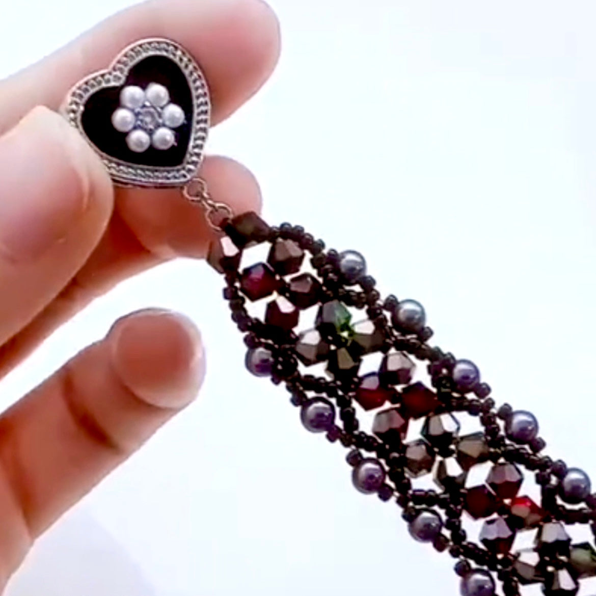 Pulsera de aguamarina y perla hecha a mano