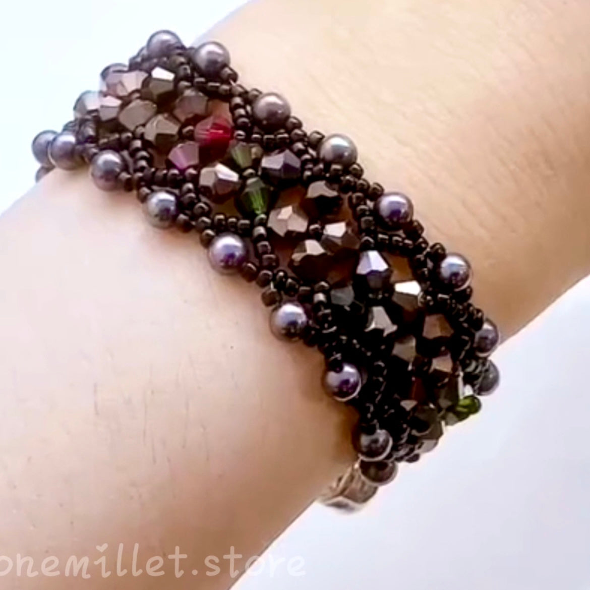 Pulsera de aguamarina y perla hecha a mano