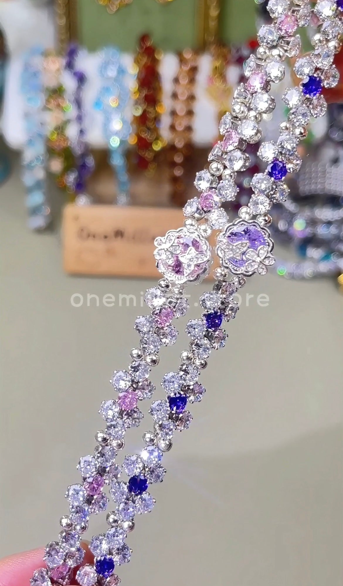 Pulsera de aguamarina y perla hecha a mano