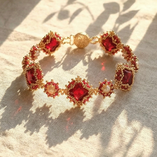 OneMillet Luxury Vintage Red Zircon Bezel Bracelet