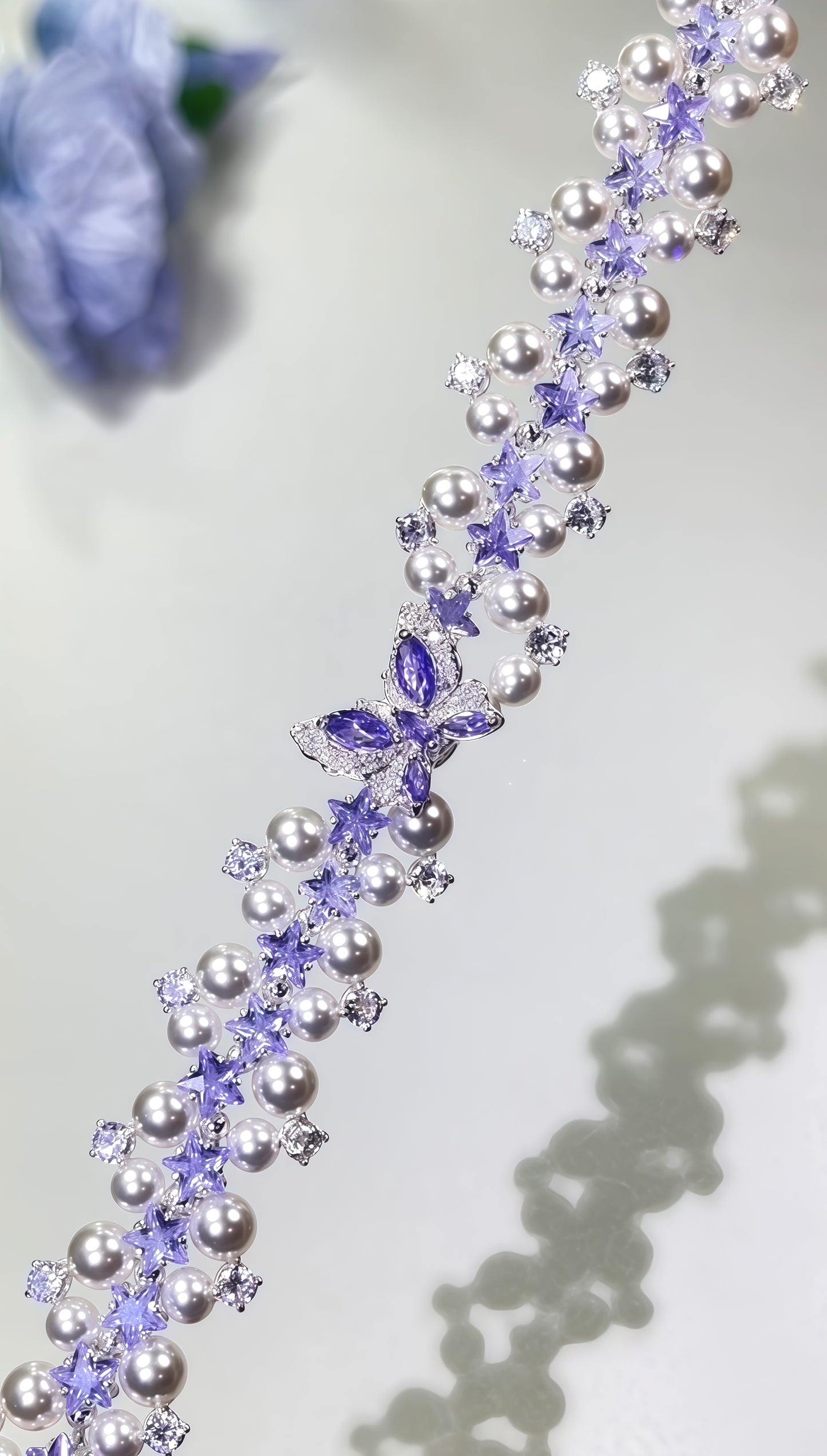 Pulsera de aguamarina y perla hecha a mano