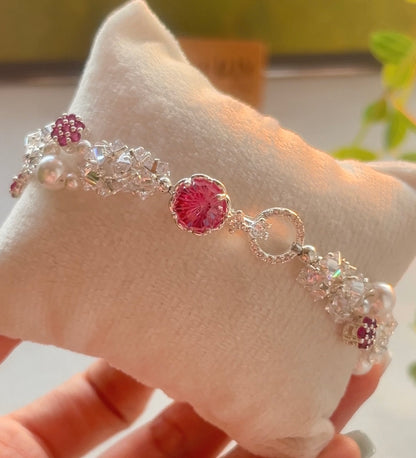 Handgefertigtes Perlen- und Aquamarinarmband