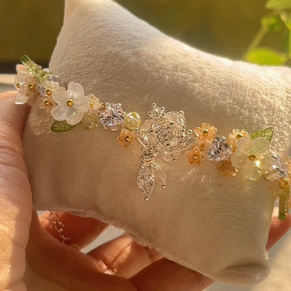 Pulsera de aguamarina y perla hecha a mano