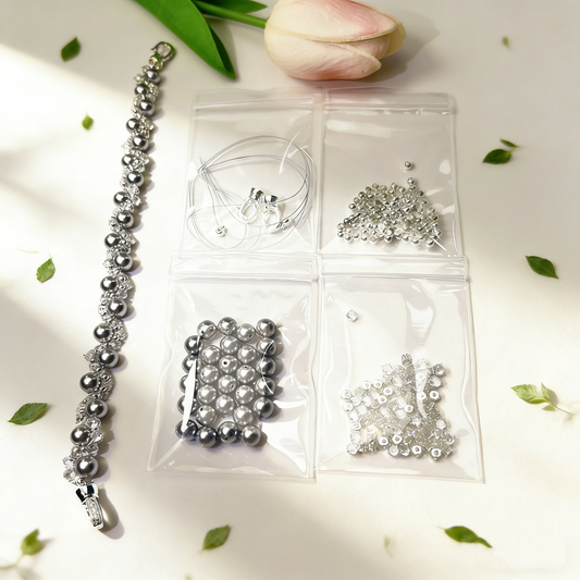 Pulsera de aguamarina y perla hecha a mano