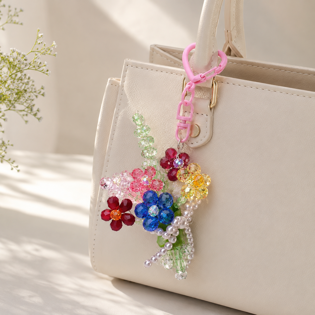 OneMillet Crystal Flower Keychain Kit-M560 Handmade Flower Material DIY Kit