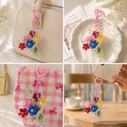 OneMillet Crystal Flower Keychain Kit-M560 Handmade Flower Material DIY Kit