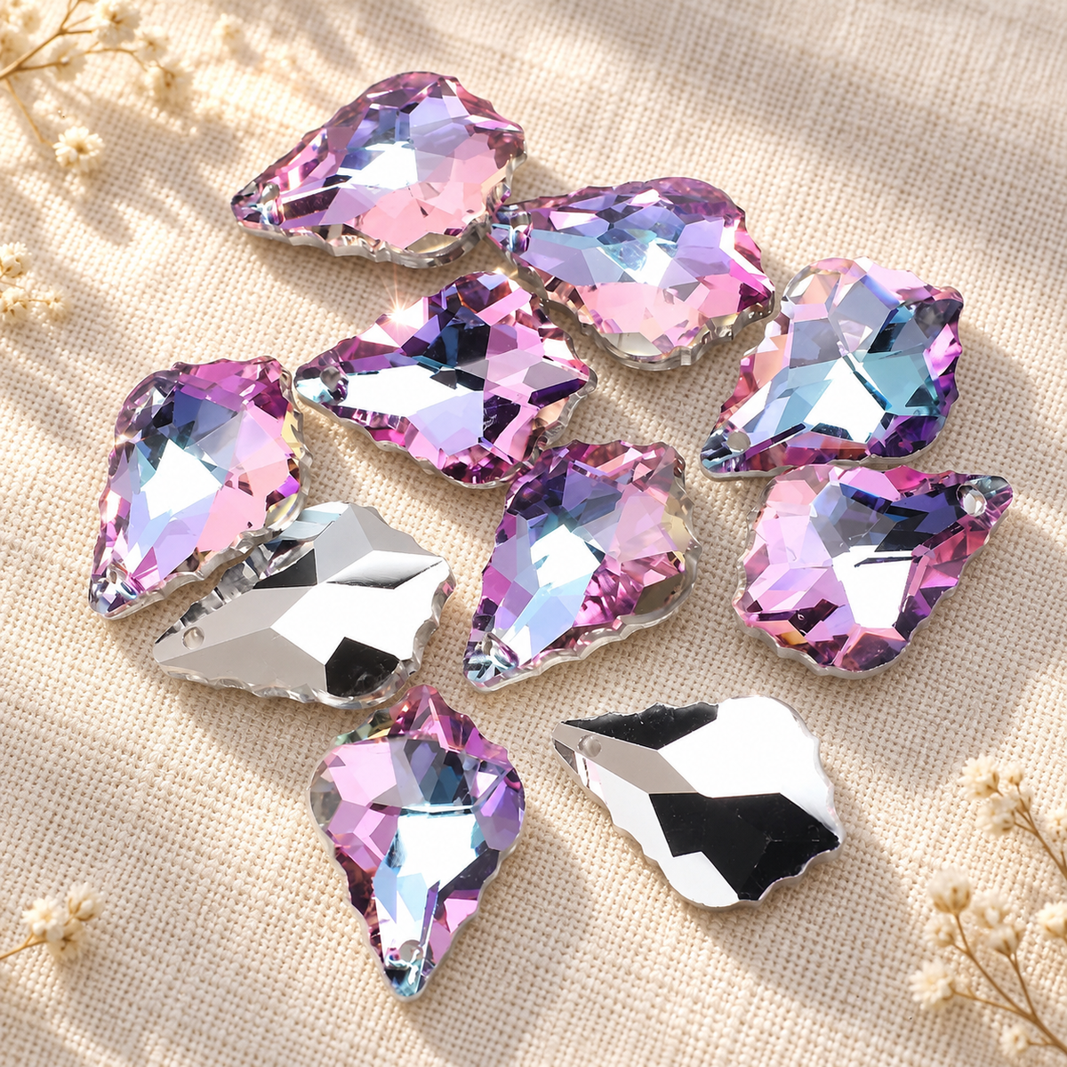 Maple Leaf Teardrop Crystal Beads for Handmade Flower Crafting