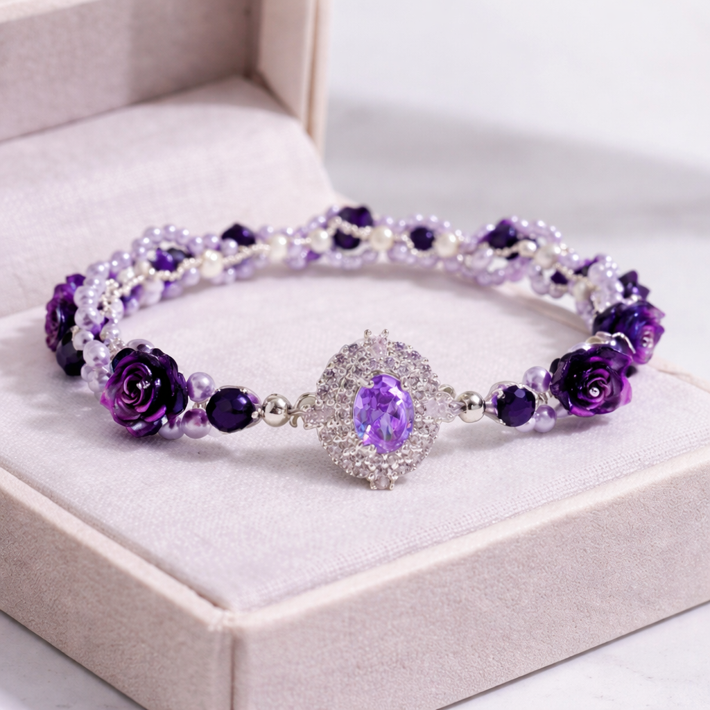 Handgefertigtes Perlen- und Aquamarinarmband