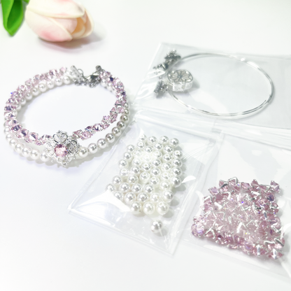 Pulsera de aguamarina y perla hecha a mano