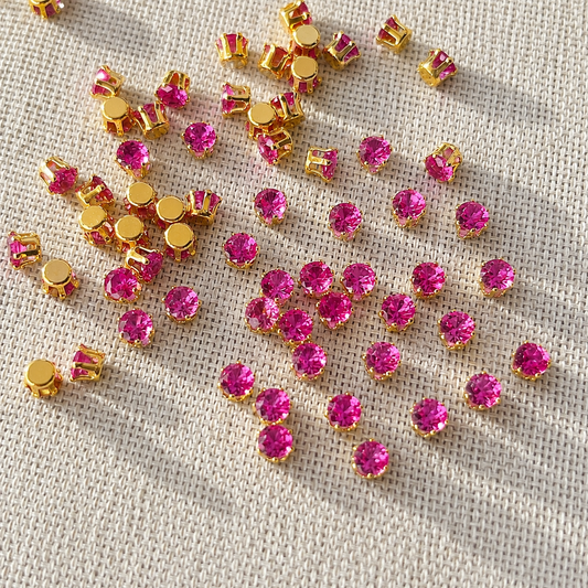OneMillet  Ruby Round Cubic Zirconia Beads AAA Silver Plated 4mm