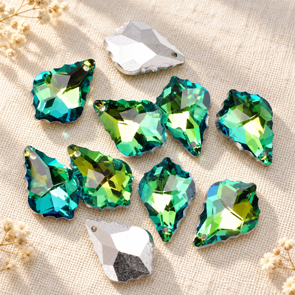 Maple Leaf Teardrop Crystal Beads for Handmade Flower Crafting