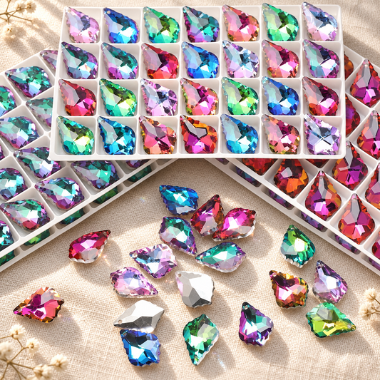 Maple Leaf Teardrop Crystal Beads for Handmade Flower Crafting