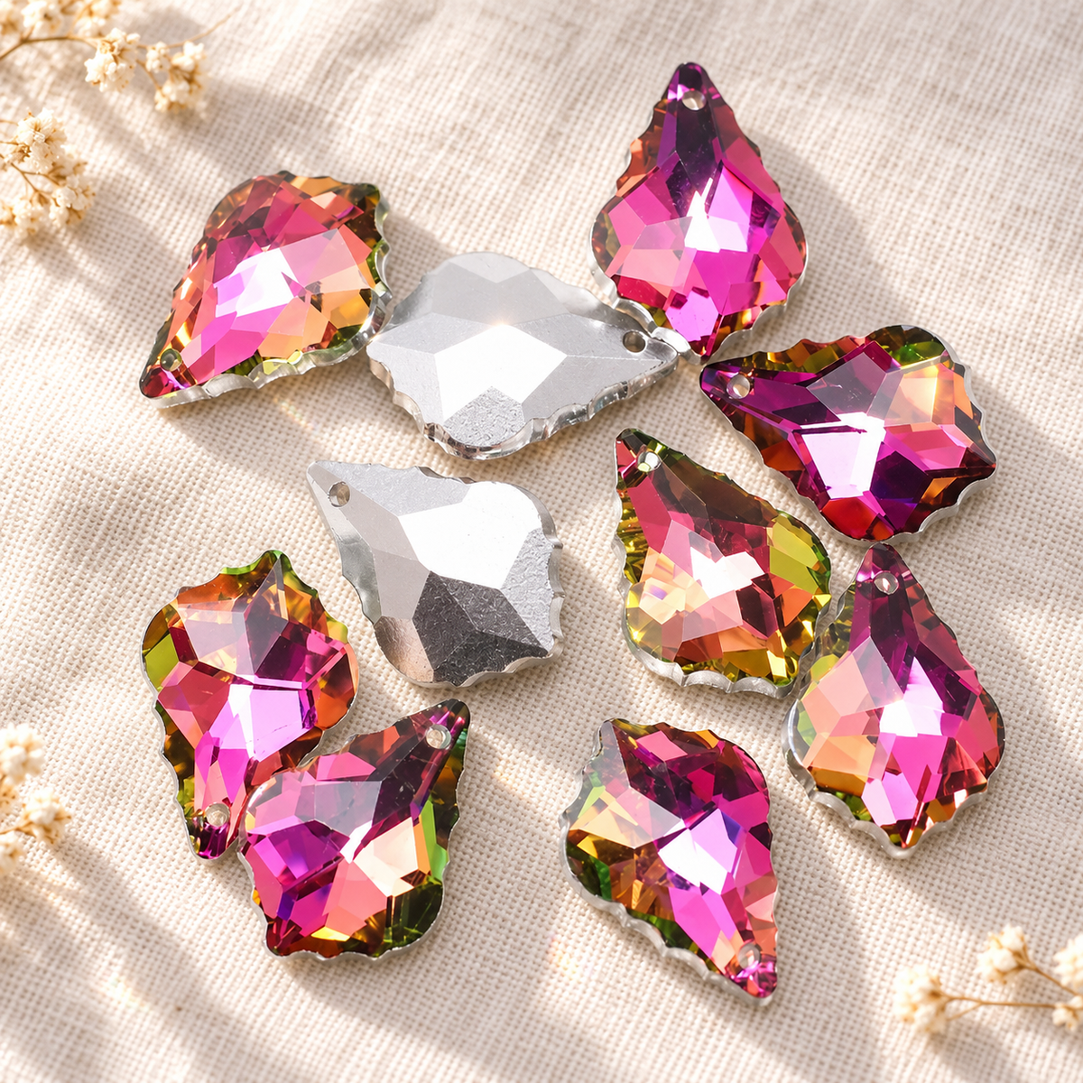 Maple Leaf Teardrop Crystal Beads for Handmade Flower Crafting