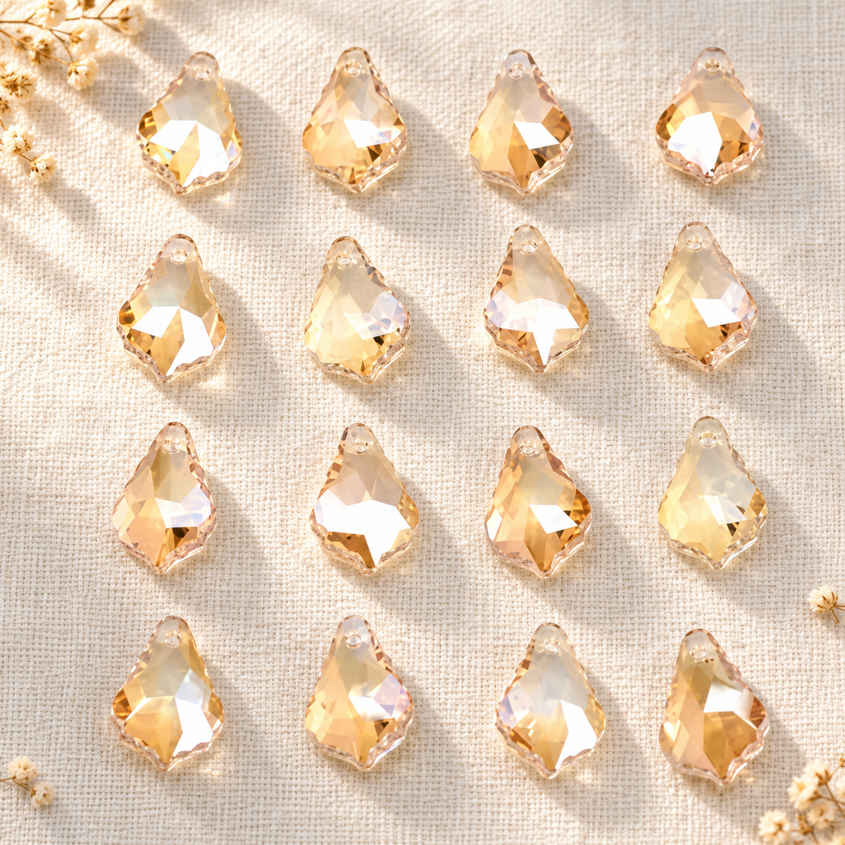 Maple Leaf Teardrop Crystal Beads for Handmade Flower Crafting