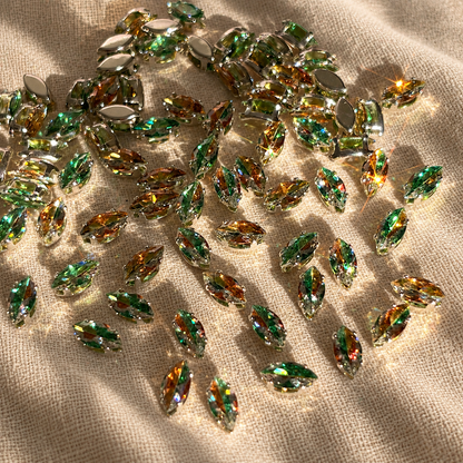 Two-Tone Brown & Green Marquise 5A Cubic Zirconia Beads  4*8mm