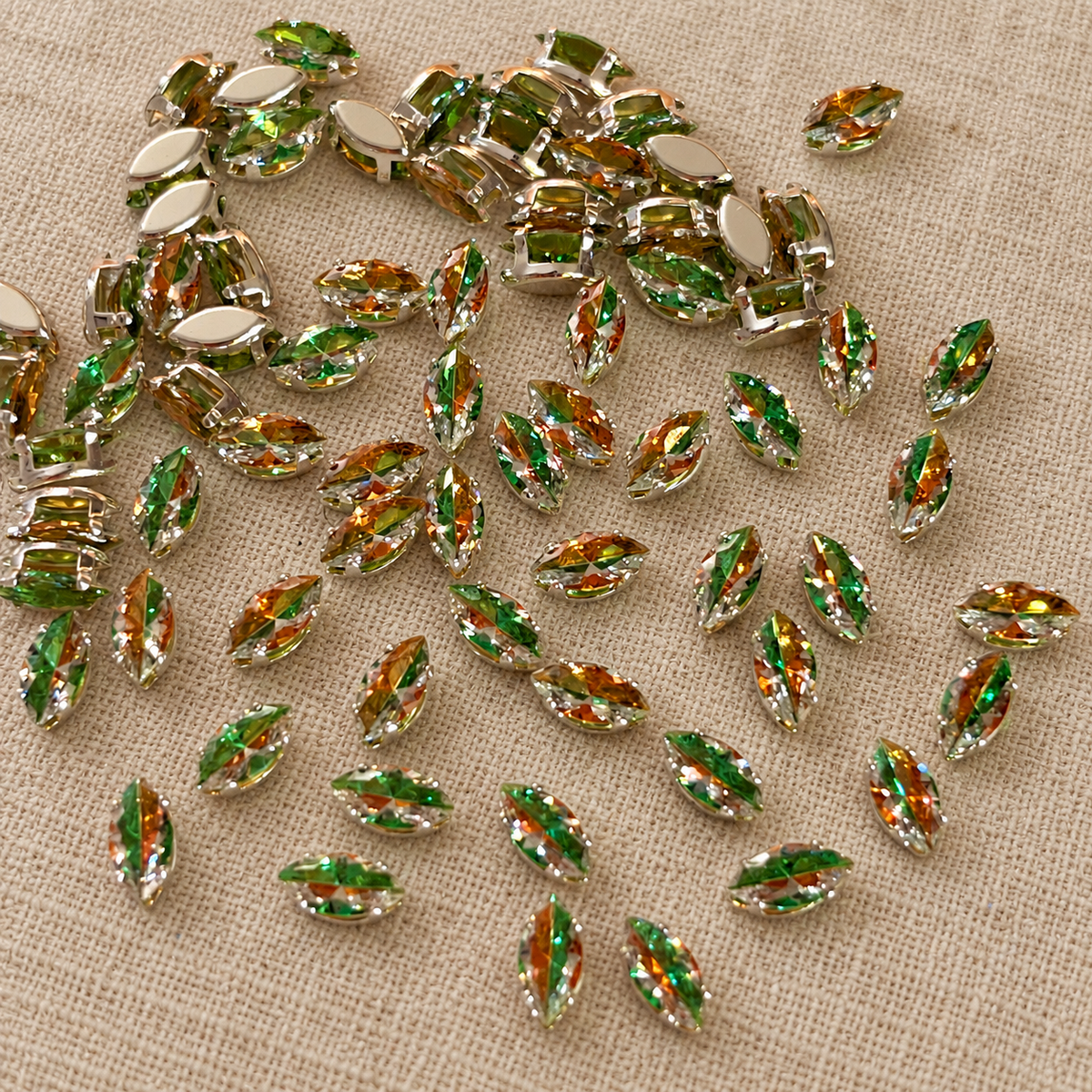 Two-Tone Brown & Green Marquise 5A Cubic Zirconia Beads  4*8mm
