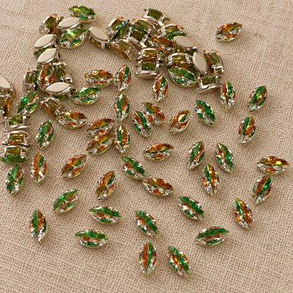 Two-Tone Brown & Green Marquise 5A Cubic Zirconia Beads  4*8mm