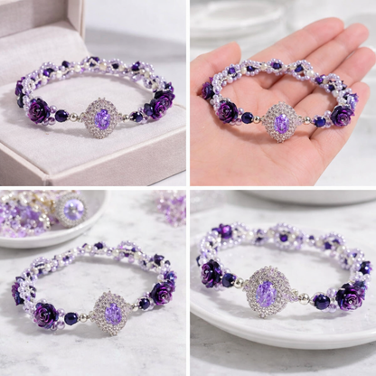 Handgefertigtes Perlen- und Aquamarinarmband