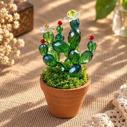 DIY Beaded Cactus Kit with Flower Pot Included, Crystal Cactus Potted Plant Craft Kit, Handmade Home Decor Gift