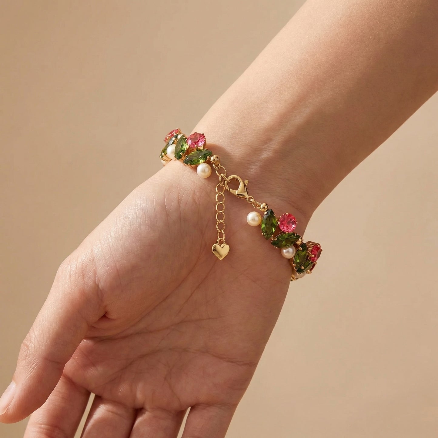 Pulsera de aguamarina y perla hecha a mano