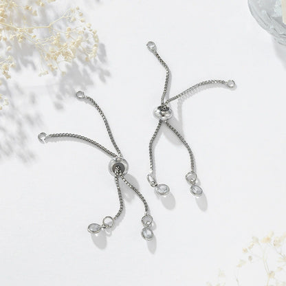 Adjustable Sliding Clasp Bracelet DIY Handmade Bracelet – Tarnish-Resistant with Zircon Pendant