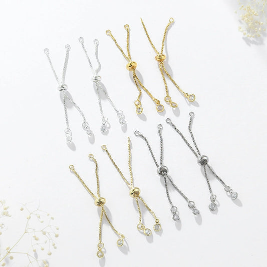 Adjustable Sliding Clasp Bracelet DIY Handmade Bracelet – Tarnish-Resistant with Zircon Pendant