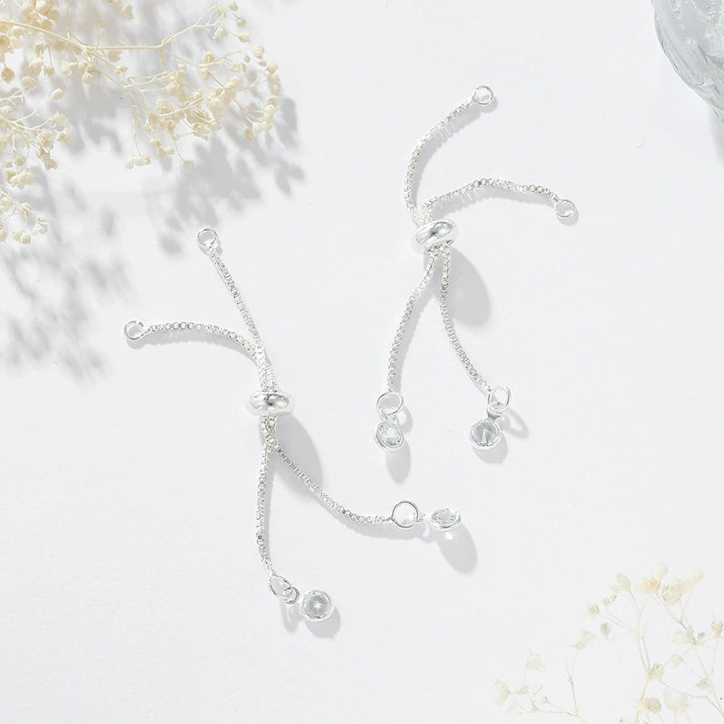 Adjustable Sliding Clasp Bracelet DIY Handmade Bracelet – Tarnish-Resistant with Zircon Pendant