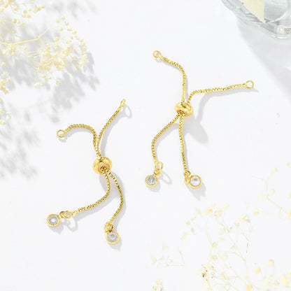 Adjustable Sliding Clasp Bracelet DIY Handmade Bracelet – Tarnish-Resistant with Zircon Pendant