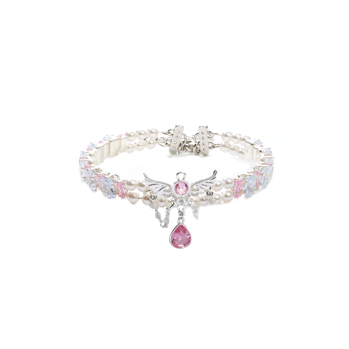 Pulsera de aguamarina y perla hecha a mano