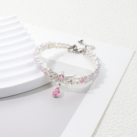 Handgefertigtes Perlen- und Aquamarinarmband