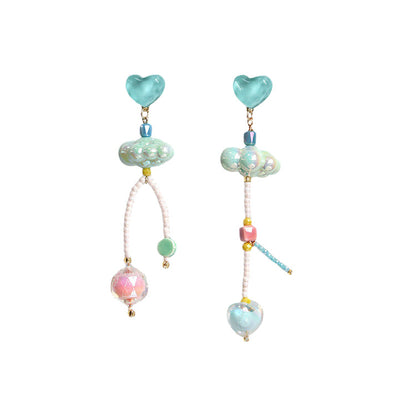 Pendientes de cuentas de nube hechos a mano con aguja de plata 